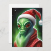 Alien Santa Claus Feestdagenkaart (Voorkant / Achterkant)