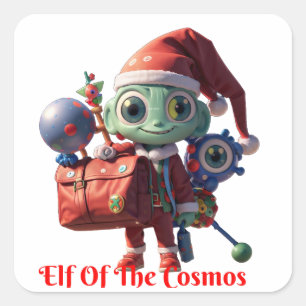 Alien Santa Claus Vierkante Sticker