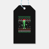 Alien Santa Hat Funny UGLY Kerstmis Pajama Holida Cadeaulabel (Achterkant)
