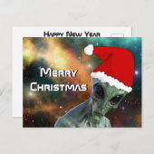 Alien Santa Merry-kerstpersonaliseren Briefkaart (Voorkant / Achterkant)
