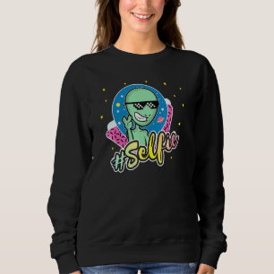 Alien Selfie Retro 90-stijl, levensechte Alien Trui