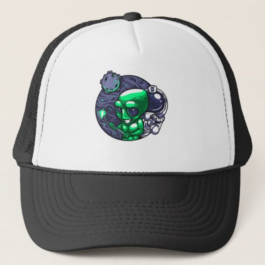 Alien Selfie Snap voor Astronomeer Teacher Space F Trucker Pet (Voorkant)