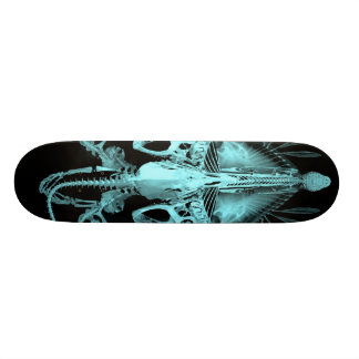 Alien skelet van een wezen skateboard