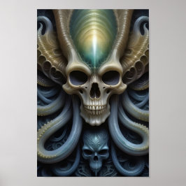 Alien Skull Octopus - 006 - Fantasy Art Poster