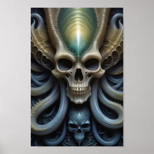 Alien Skull Octopus - 006 - Fantasy Art Poster (Voorkant)