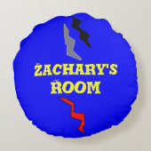 Alien Smile Peace Black Ruimteschip met Kinder ste Rond Kussen (Achterkant)