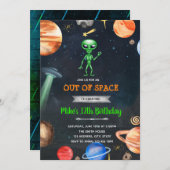 Alien space galaxy party-uitnodiging kaart (Voorkant / Achterkant)