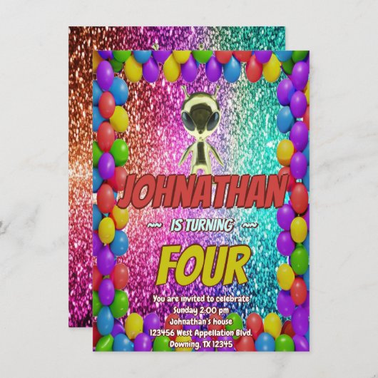 Alien Space UFO Raketschip Kosmische Verjaardag Ui Kaart (Voorkant / Achterkant)