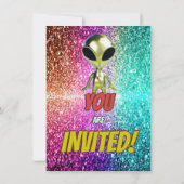 Alien Space UFO Rocket Ship invitation d'anniversa (Dos)