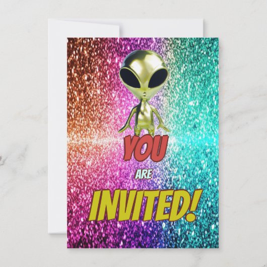 Alien Space UFO Rocket Ship invitation d'anniversa (Dos)