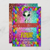 Alien Space UFO Rocket Ship invitation d'anniversa (Devant / Derrière)