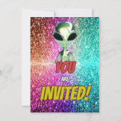 Alien Space UFO Rocket Ship invitation d'anniversa (Dos)