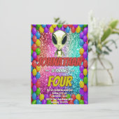 Alien Space UFO Rocket Ship invitation d'anniversa (Debout devant)