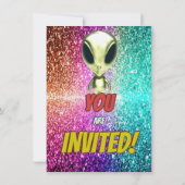 Alien Space UFO Rocket Ship invitation d'anniversa (Dos)