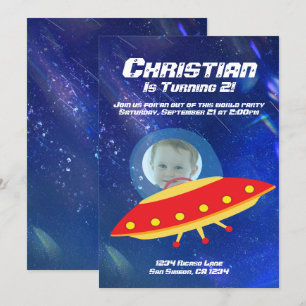 Alien Spaceship Astronaut Buitenruimte Birthday Kaart