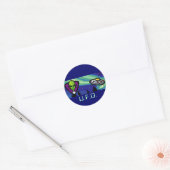 Alien Spaceship Ronde Sticker (Envelop)