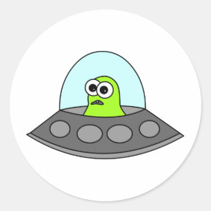 Alien Spaceship Ronde Sticker