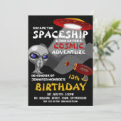 Alien Spaceship Theme, Escape Room, Birthday Party Kaart (Staand voorkant)