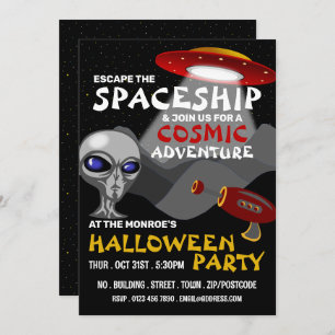 Alien Spaceship Theme, Escape Room, Halloween Kaart
