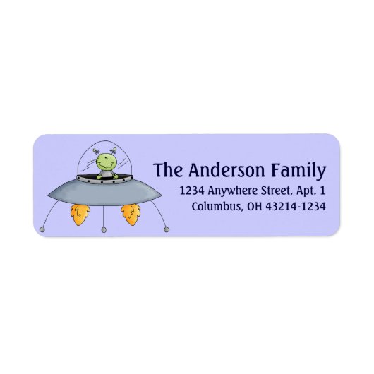 Alien Spaceship Theme Return Address Label (Voorkant)