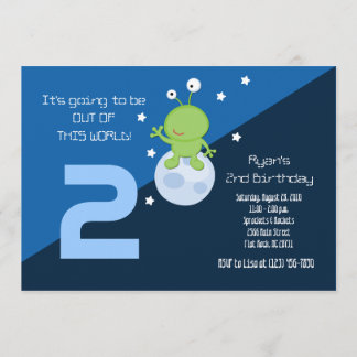 Alien spatial extérieur 5x7 Invitation d'anniversa