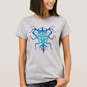 Alien Species Tribal Tattoo Design - blauw T-shirt