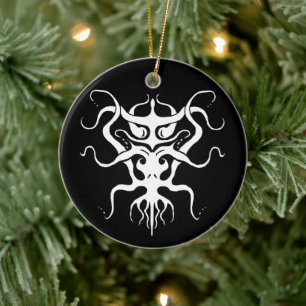 Alien Species Tribal Tattoo Design - White Keramisch Ornament