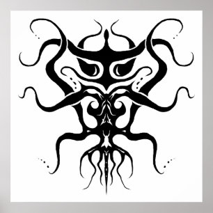 Alien Species Tribal Tattoo Design - zwart Poster