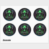 Alien Spelen Videospellen met Sterrenachtergrond Ronde Sticker (Vel)