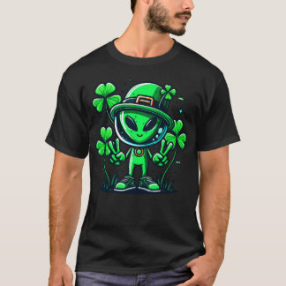 Alien St Patricks Day Shamrock Ierse feestdag T-shirt