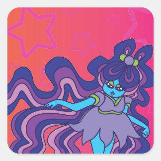 Alien Star Vierkante Sticker