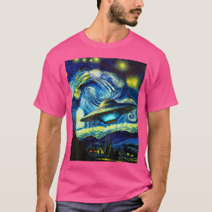 Alien Sterrennacht stijl schilderij Van Gogh Alien T-shirt