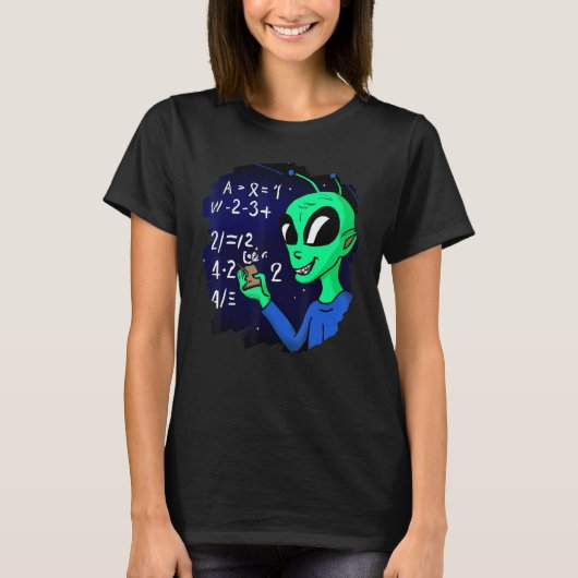 Alien Studying Solving Math Science Physics Equati T-shirt (Voorkant)