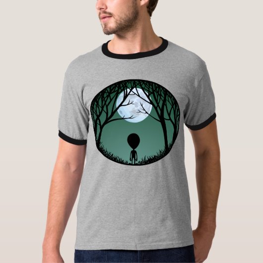 Alien T-shirt Mannen Alien w. Moon Shirten (Voorkant)