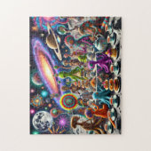Alien Tea Party Whimsical Extraterrestrial Cosmic Legpuzzel (Verticaal)