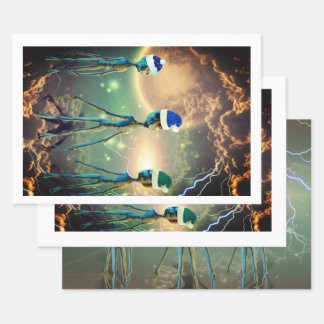 Alien Three Kings Wrapping Paper Sheet