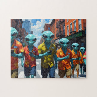 Alien Touristes Puzzle - UFO Selfie Jigsaw