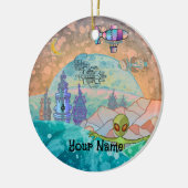 Alien Tower Stad Keramisch Ornament (Links)