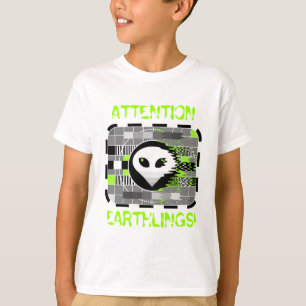 Alien TV 'ATTENTION EARTHLINGS' kind wit T-shirt