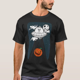 Alien Ufo Abduction Lazy Halloween Costume Pumpki T-shirt