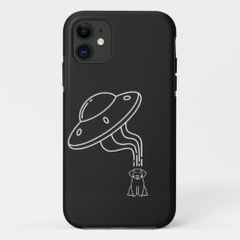 Alien UFO die een hondenpuppy afneemt iPhone 11 Hoesje