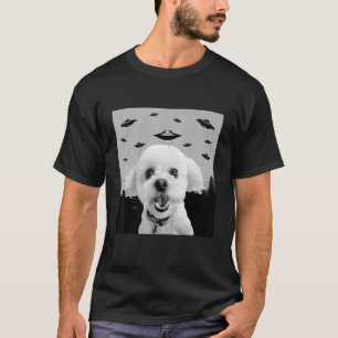 Alien UFO Funny Bichon Frise Hondenliefhebber Mann T-shirt