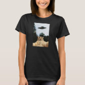 Alien UFO Funny Cat Selfie T-shirt (Voorkant)