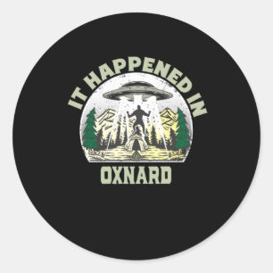 Alien UFO in oxnard City Ronde Sticker