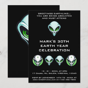 Alien UFO Ontvoering Ruimte Verjaardagsfeestje Kaart