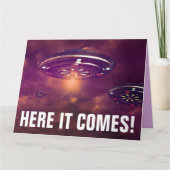 ALIEN UFO SPACESHIP FUNNY BIG BIRTHDAY KAART (Voorkant)