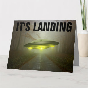 ALIEN UFO SPACESHIP FUNNY BIG BIRTHDAY KAART