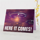 ALIEN UFO SPACESHIP FUNNY BIG BIRTHDAY KAART (Gele Bloem)