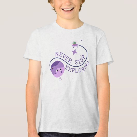 Alien UFO Star Planet Tri-Blend Shirt (Voorkant)