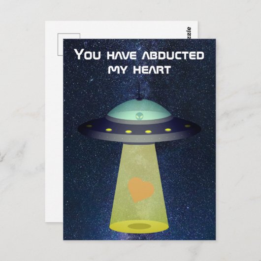 Alien UFO-Valentijn: Je hebt mijn hart ontvoerd Briefkaart (Voorkant / Achterkant)